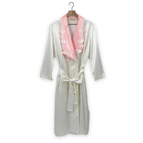 Victoria’s Secret Vintage Robe White Satin Size M/L Medium/Large Gold Label - Picture 1 of 12